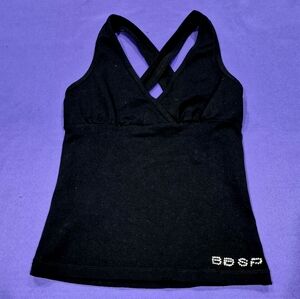 Bebe Sport Crystals Logo Black Criscross Tank Top - XS